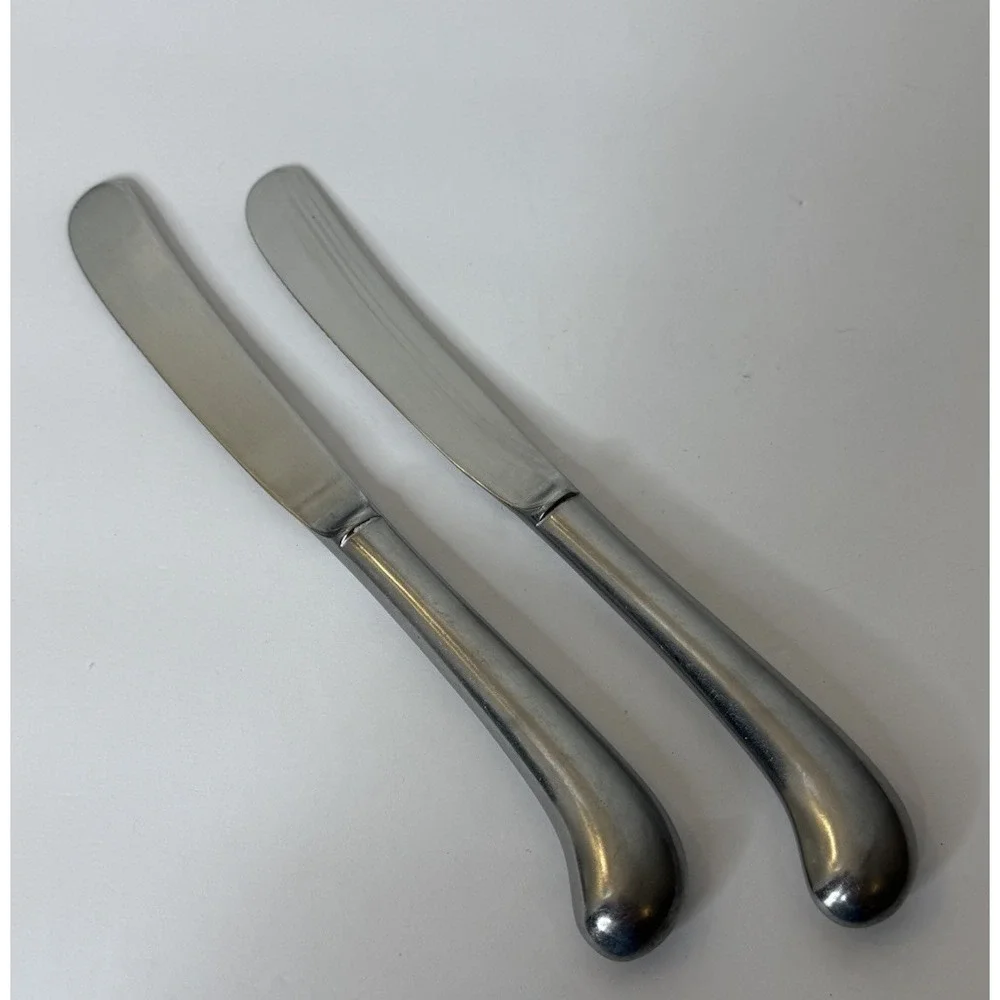 VTG ROGERS Lot 2 Dinner Knife Stainless Steel Made in Korea Pistol Grip 9.25